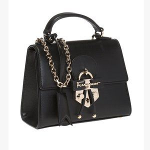 Salvatore Ferragamo Black Leather Letty Top Handle bag